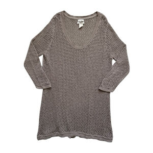 Vintage Y2K Ruff Hewn Crochet Open Knit Boho Taupe Sweater Size XL